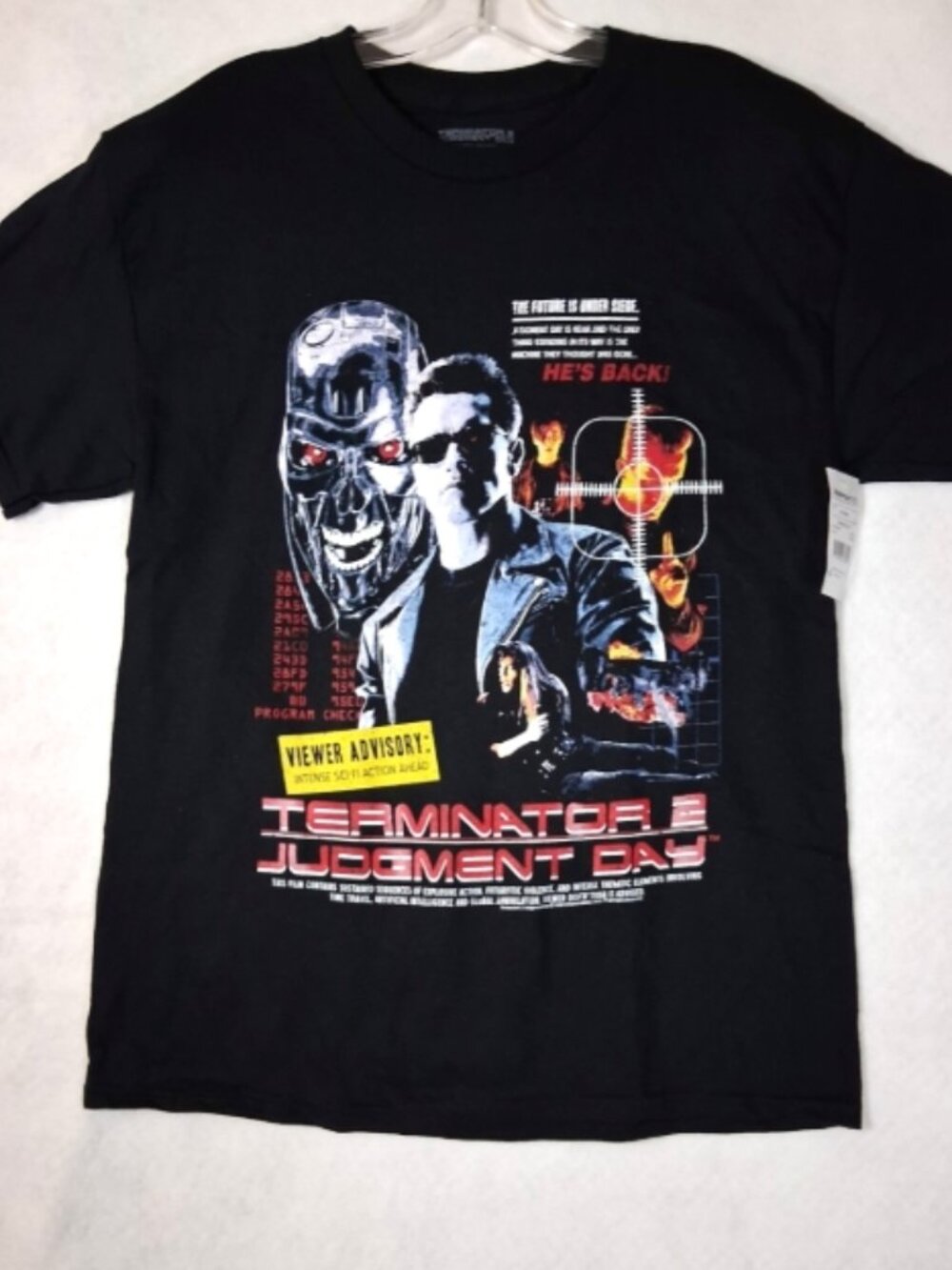 NEW Terminator 2: Judgement Day T-shirt Men's L He's Back! AI Futuristic Film